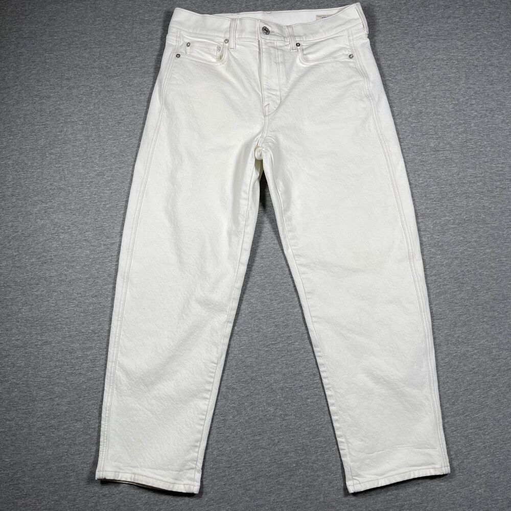 Ayr The Knockout Jeans Womens 29 White Tapered High Rise Made In USA